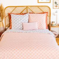 Parure de lit 240x220 cm coton VOLEA rose