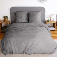 Parure de lit 240x220 cm MILA 100% polyester micro lavée gris anthracite 3 pièces