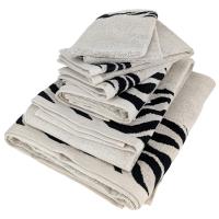 Parure de bain absorbante 100% coton ZEBRA bordure beige - 7 pièces