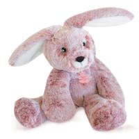 Peluche 25 cm en 100% polyester collection SWEETY MOUSSE lapin rose