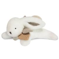 Peluche lapin polyester 25 cm collection HAPPY WILD blanc/beige