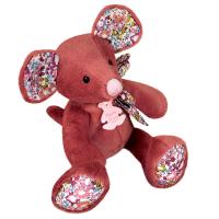 Peluche 25 cm polyester collection COPAINS CALINS souris rouge terracotta