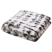 Plaid en polyester 140x200 cm NINA fausse fourrure bicolore noir et blanc