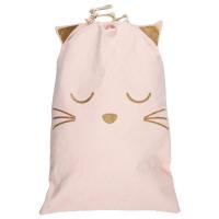 Sac à linge en polyester collection CAT motif chat couleur rose