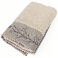 Serviette de toilette absorbante 100% coton 50x100cm FEUILLE beige