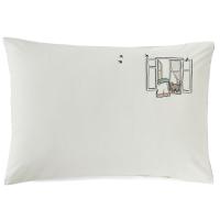 Taie d'oreiller 50x70 cm percale de coton BONJOUR blanc Mascarpone