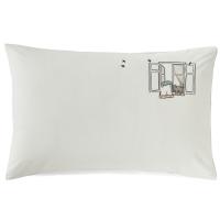 Taie d'oreiller 50x80 cm percale de coton BONJOUR blanc Mascarpone