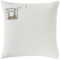 Taie d'oreiller 65x65 cm percale de coton BONJOUR blanc Mascarpone