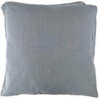 Taie d'oreiller 65x65 cm double gaze de coton CASSIS Bleu glacier