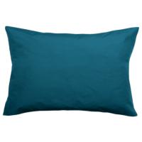 Taie d'oreiller volants plats 50x70 cm percale de coton MANOIR bleu Lagon