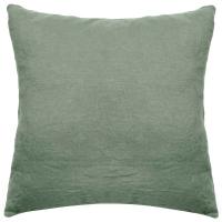 Taie d'oreiller uni 65X65 cm 100% lin lavé SONATE vert Thym