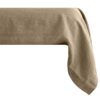 Taie de traversin uni 195X43 cm 100% lin lavé SONATE beige Camel