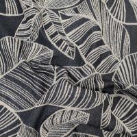 Tissu motif feuille coton jacquard collection MALIA couleur noir lin