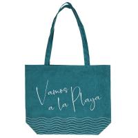 Tote Bag collection IBIZA 40x50 cm "Vamos a la playa" motif bord de mer bleu