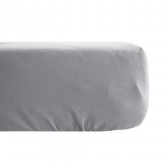 Drap housse uni 80x200 cm 100% percale de coton MANOIR gris Perle bonnet 35