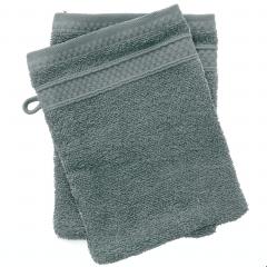 Lot de 2 gants de toilette 100% coton 550 g/m2 collection NAÏA vert Lichen