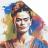 Carré simili 44x44 cm collection KARIA personnage Frida Kahlo blanc