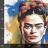 Carré simili 44x44 cm collection KARIA personnage Frida Kahlo blanc