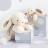 Doudou lapin 16 cm polyester collection LAPIN BONBON blanc/beige taupe