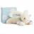 Doudou lapin 20 cm polyester collection LAPIN BONBON blanc/bleu