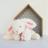 Doudou lapin 30 cm polyester collection LAPIN BONBON blanc/rose