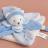 Doudou ours 24 cm en 100 % polyester collection COLLECTOR bleu