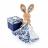 Doudou pantin 12 cm polyester collection BOH'AIME lapin marine bleu multicolore