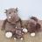 Peluche 14 cm polyester collection TERRE SAUVAGE hippopotame marron blanc