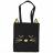 Tote Bag jonc de mer et polyester "la vraie star c'est le chat" collection CAT 36x74 cm noir